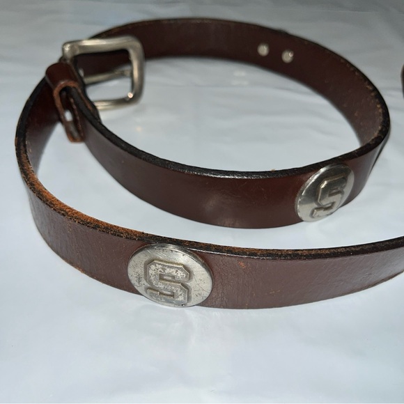 Michigan State Spartans BROWN leather BELT 33-37” Silver conchos Spartans Mexico - Picture 13 of 16